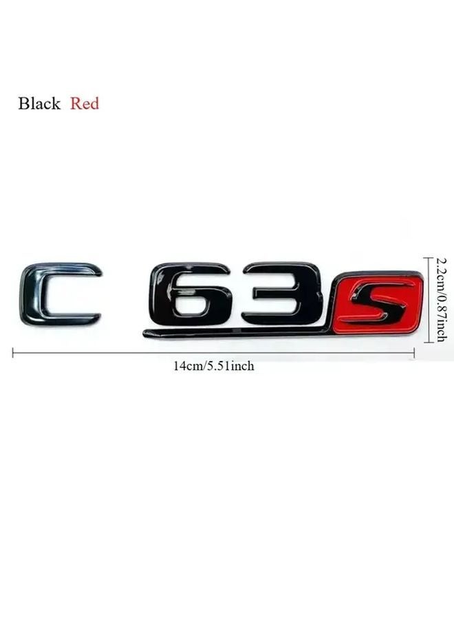 C63S شعار صندوق السيارة ثلاثي الأبعاد الأسود اللامع من مادة ABS لتخصيص مرسيدس بنز - Image 3